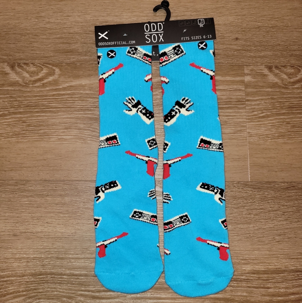 Odd Sox Blue Retro Gamer Socks Fits Size 6-13 New